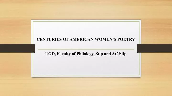 centuries of american women s poetry ugd faculty of philology stip and ac stip