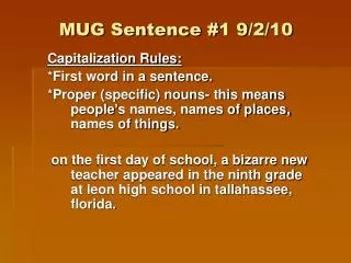MUG Sentence #1 9/2/10