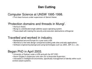 Dan Cutting Computer Science at UNSW 1995-1998.