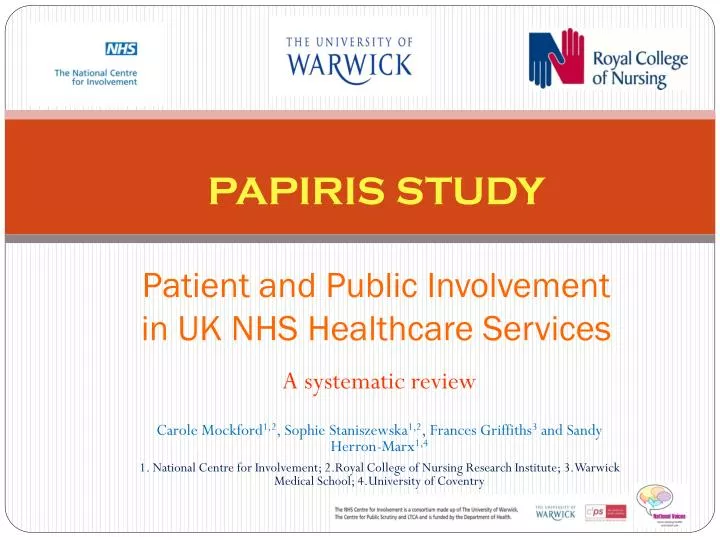 papiris study patient and public involvement in uk nhs healthcare services
