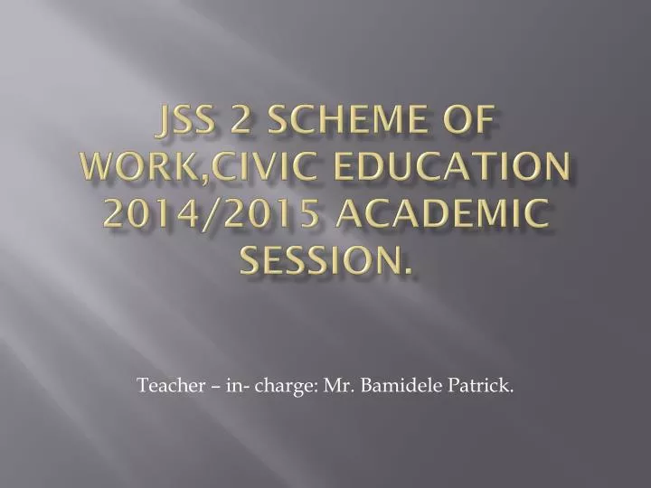 scheme of work civic education jss 2