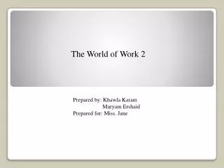 The World of Work 2