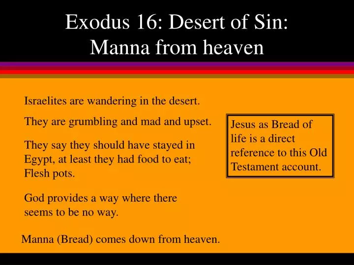 exodus 16 desert of sin manna from heaven