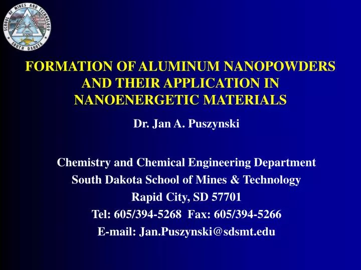 formation of aluminum nanopowders and their application in nanoenergetic materials