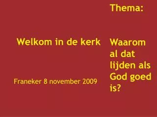 welkom in de kerk