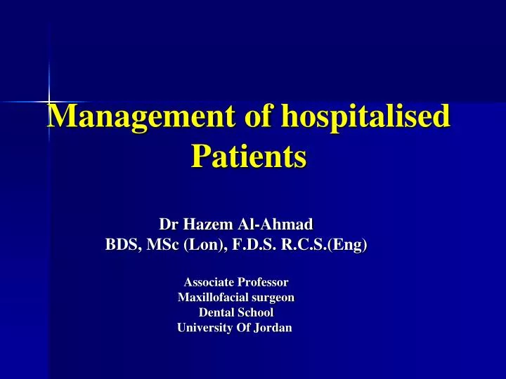 management of h ospitalised patients
