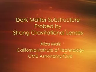 Dark Matter Substructure Probed by Strong Gravitational Lenses