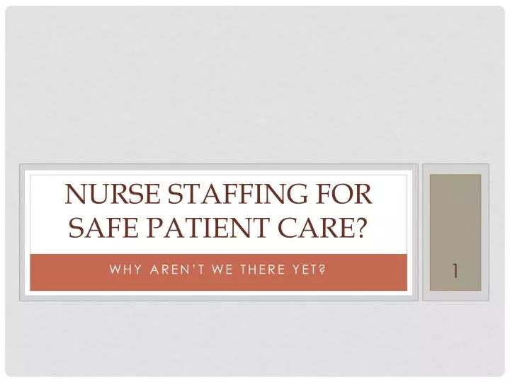nurse staffing for safe patient care