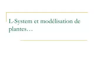 l system et mod lisation de plantes