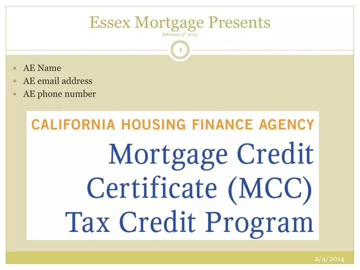 essex mortgage presents february 5 th 2014