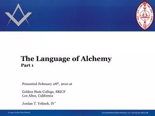 The Language of Alchemy Part 1