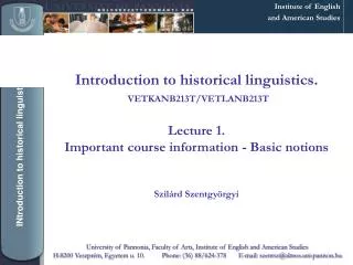 Contents: Course information Language change