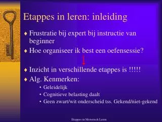 etappes in leren inleiding