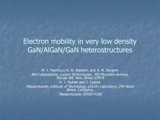 Electron mobility in very low density GaN/AlGaN/GaN heterostructures