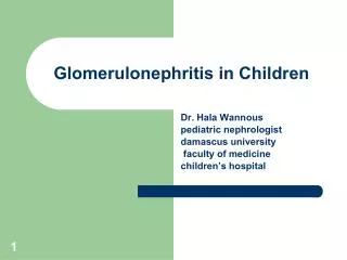 Glomerulonephritis in Children