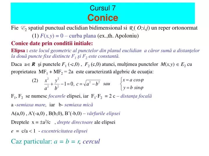 cursul 7 conice