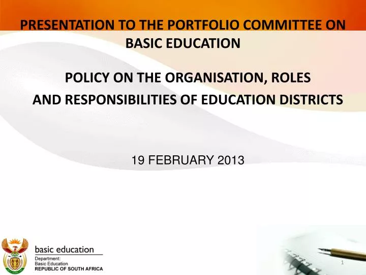 presentation to the portfolio committee on basic education