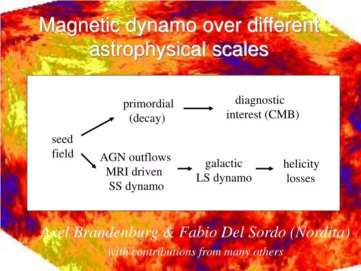 magnetic dynamo over different astrophysical scales
