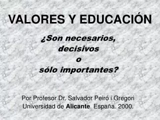 valores y educaci n