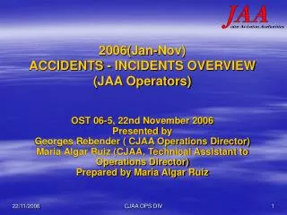 2006(Jan-Nov) ACCIDENTS - INCIDENTS OVERVIEW (JAA Operators)