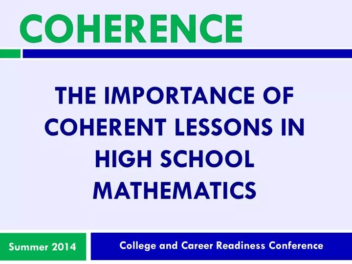 the importance of coherent lessons in high school mathematics