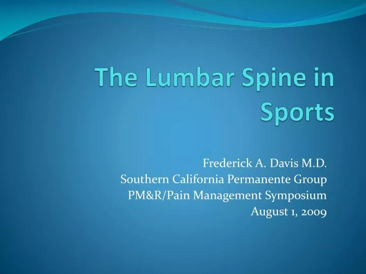 the lumbar spine in sports