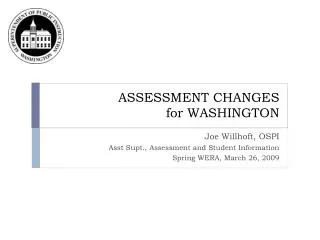 ASSESSMENT CHANGES for WASHINGTON