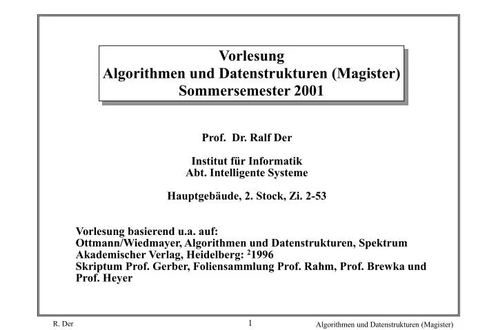 vorlesung algorithmen und datenstrukturen magister sommersemester 2001