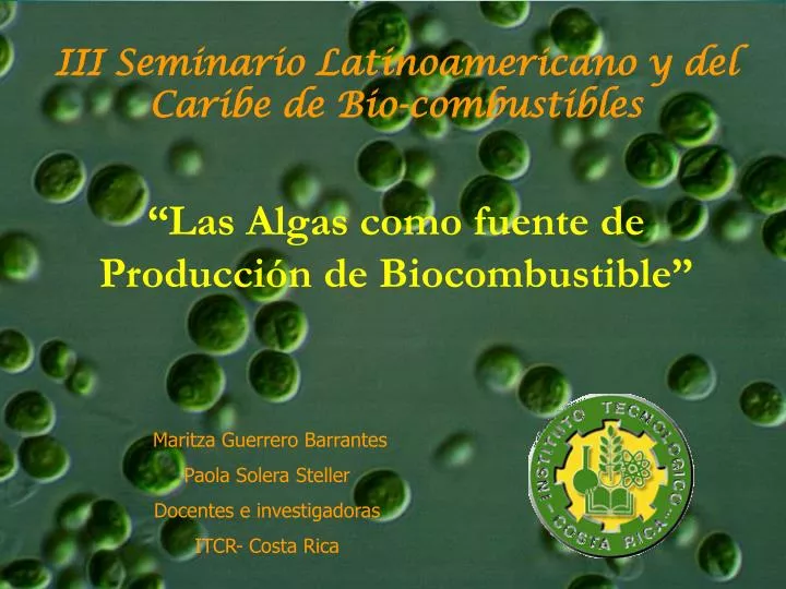 iii seminario latinoamericano y del caribe de bio combustibles