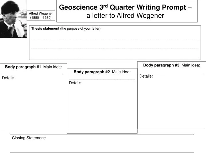 geoscience 3 rd quarter writing prompt a letter to alfred wegener