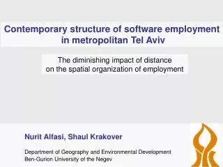 Contemporary structure of software employment in metropolitan Tel Aviv