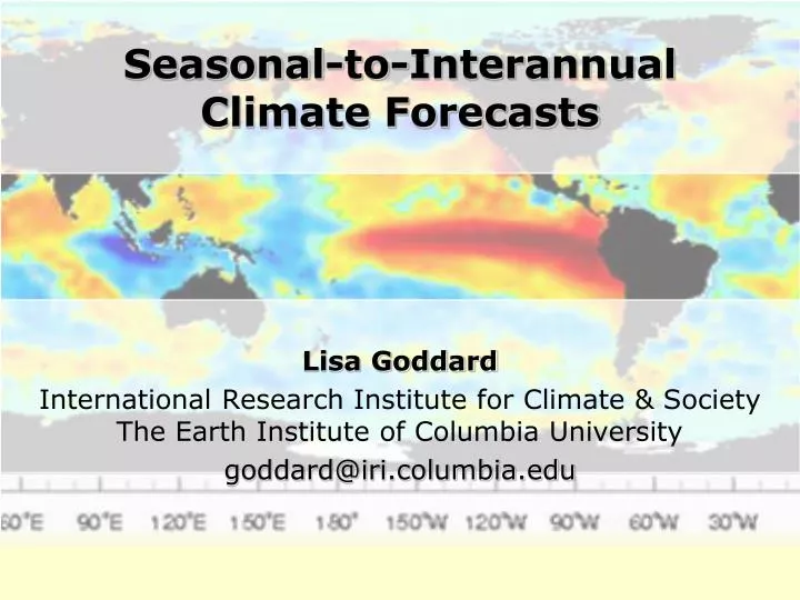 seasonal to interannual climate forecasts