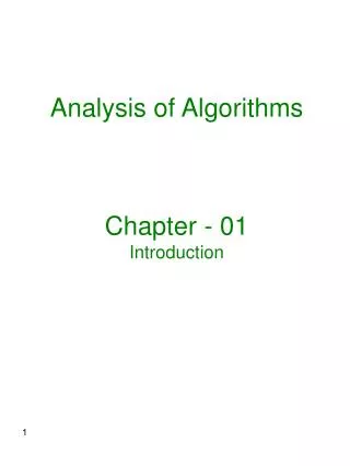 Analysis of Algorithms Chapter - 01 Introduction