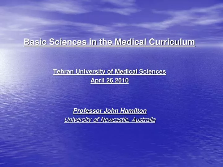 basic sciences in the medical curriculum