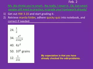 Get out HW 3.10 and start grading it.