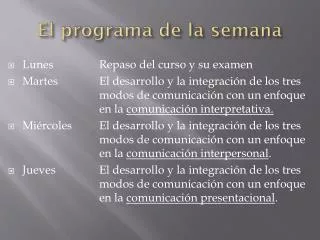 el programa de la semana