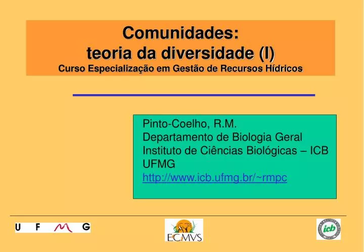 comunidades teoria da diversidade i curso especializa o em gest o de recursos h dricos