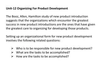 Unit-12 Organizing For Product Development