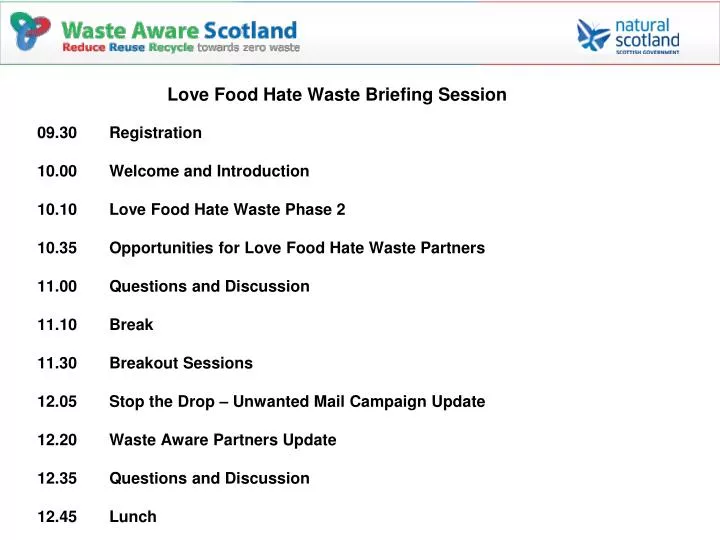 love food hate waste briefing session