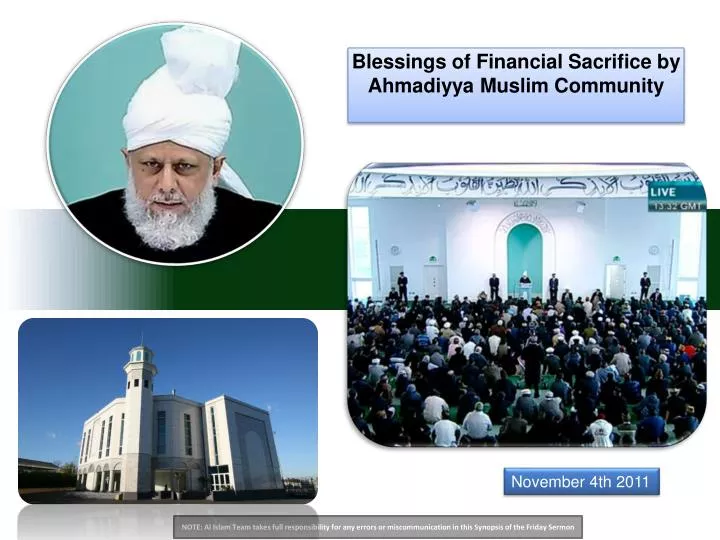blessings of financial sacrifice by ahmadiyya muslim community