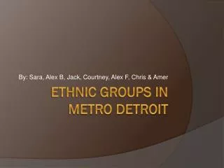 Ethnic Groups in Metro Detroit
