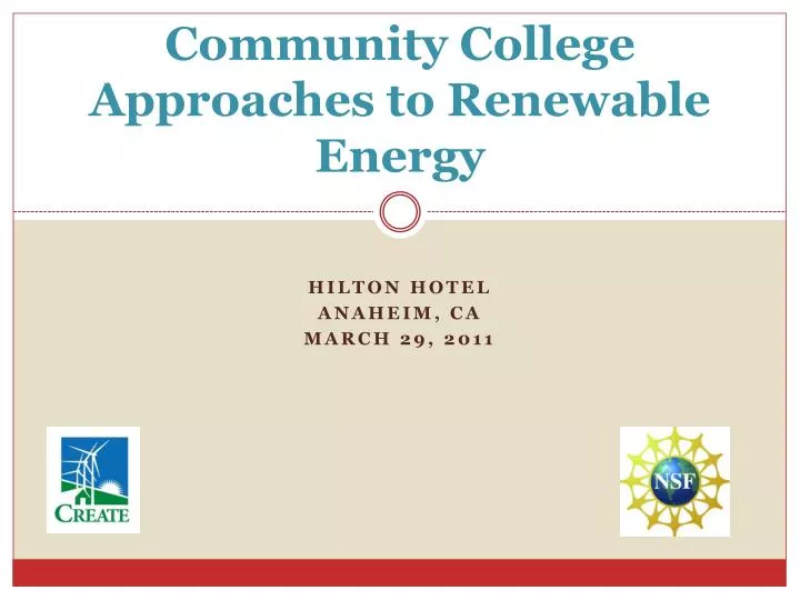 community college approaches to renewable energy