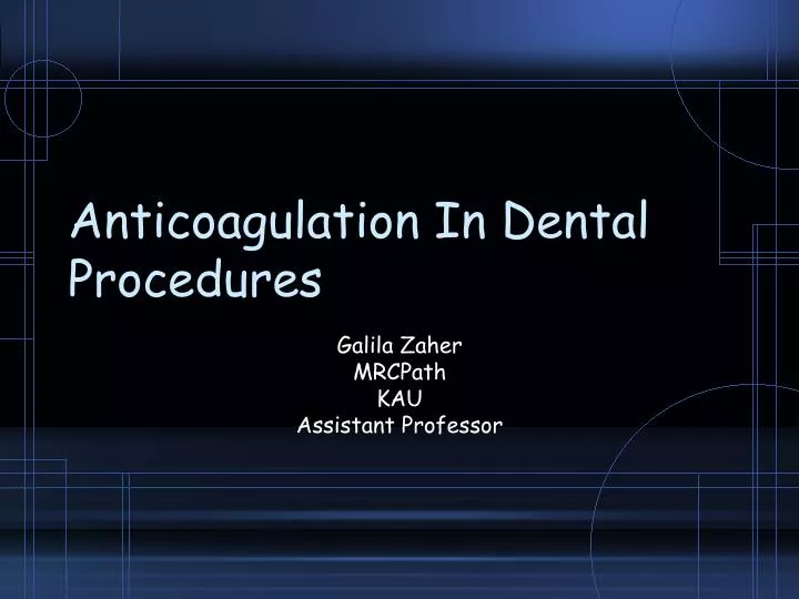 anticoagulation in dental procedures