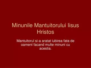 minunile mantuitorului iisus hristos