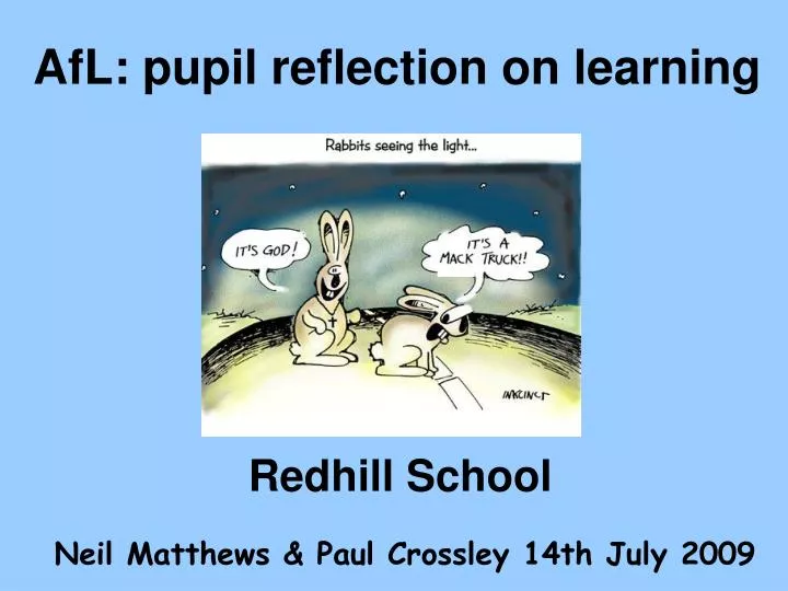 afl pupil reflection on learning