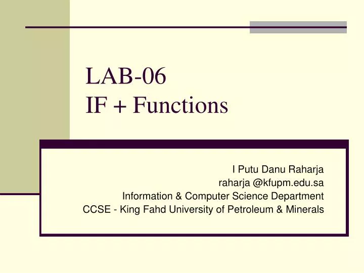lab 06 if functions