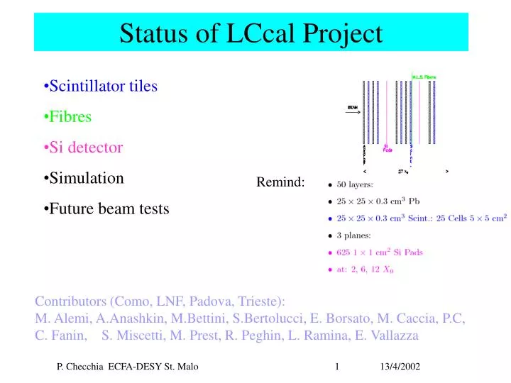 status of lccal project