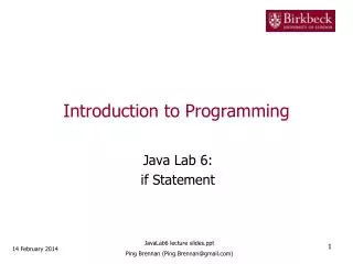 Introduction to Programming