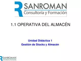 1 1 operativa del almac n