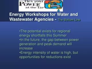 Energy Workshops for Water and Wastewater Agencies - The Bottom Line